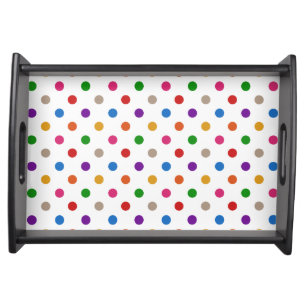 White Colorful Rainbow Polka Dots Design Serving Tray