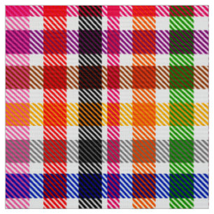 White Colorful Twill Plaid Tartan Design  Fabric