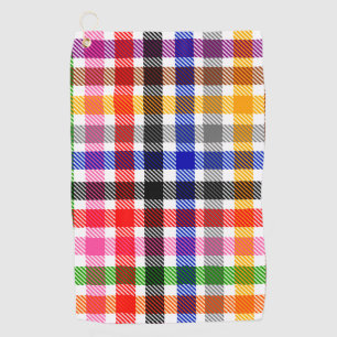 White Colorful Twill Plaid Tartan Design  Golf Towel