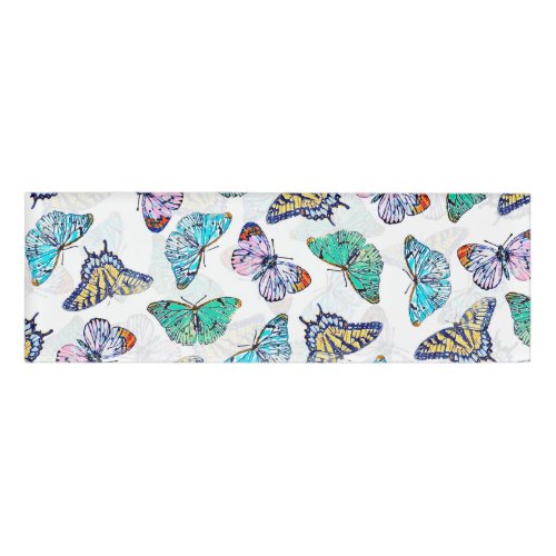 White Colorful Watercolor Butterflies Name Tag