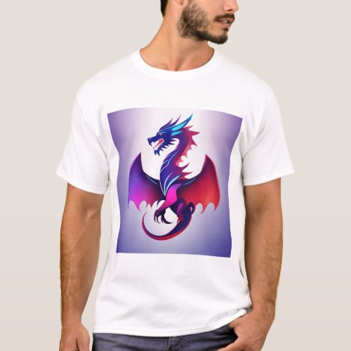 White colour tshirt trending dragon printed 