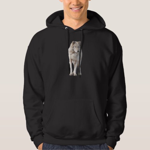 White_coloured Grey Wolf Wildlife Art Hoodie
