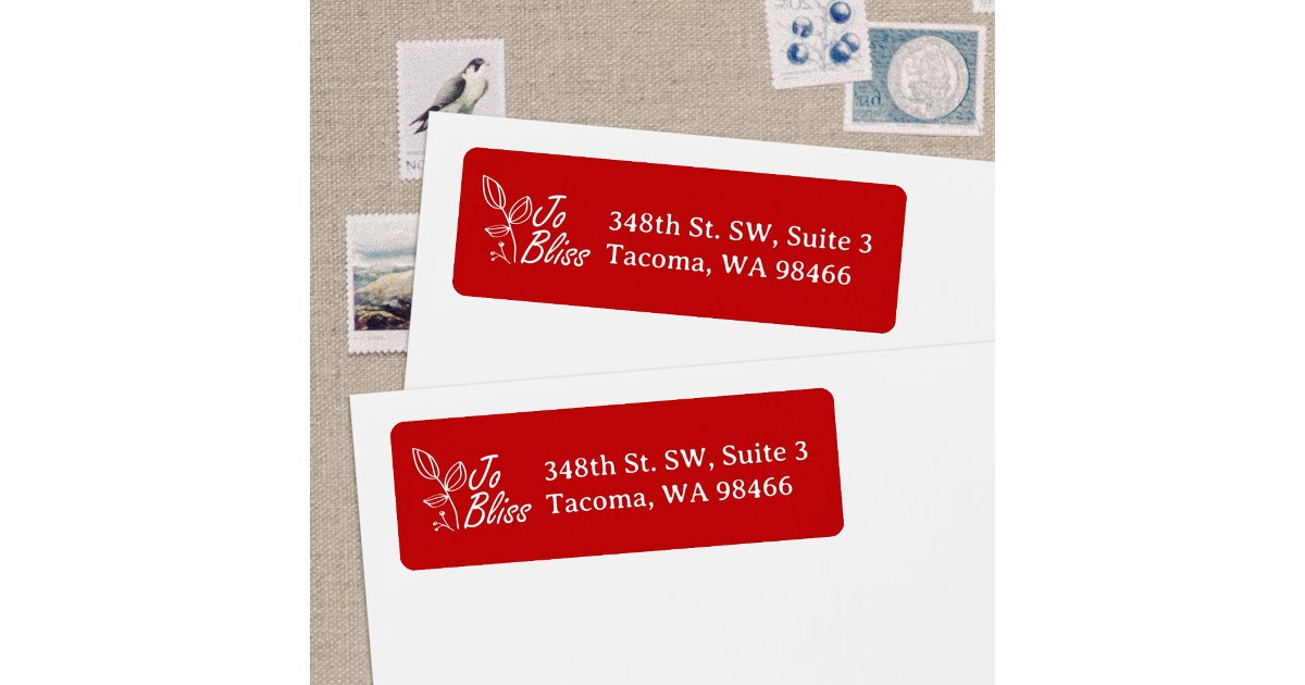 Red Return Sticker White Company Logo, Holiday Red Return Address Label | Zazzle