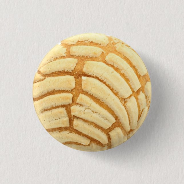White Concha Pan De Huevo Mexican Bread Button (Front)