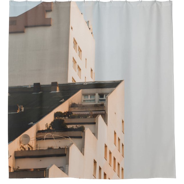 WHITE CONCRETE BUILDING SHOWER CURTAIN (Front)