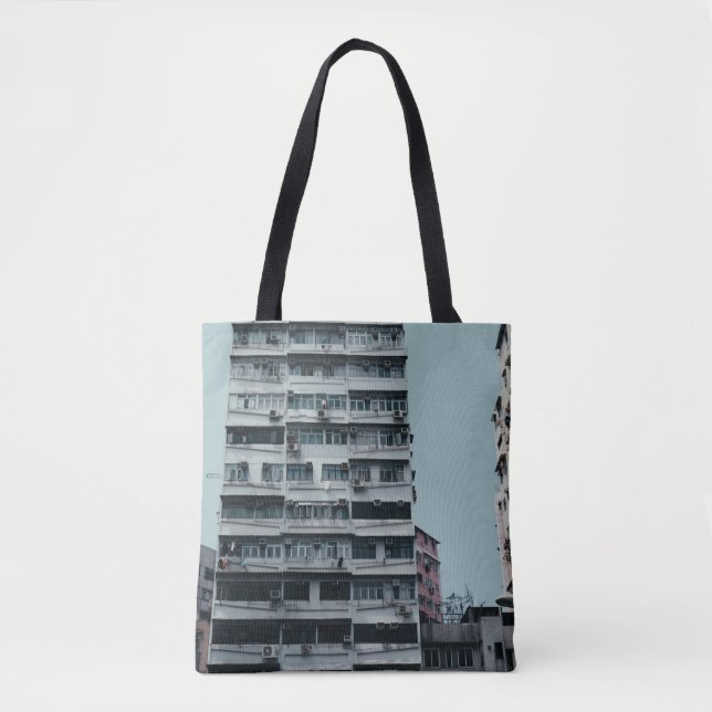 WHITE CONCRETE BUILDING TOTE BAG (Front)