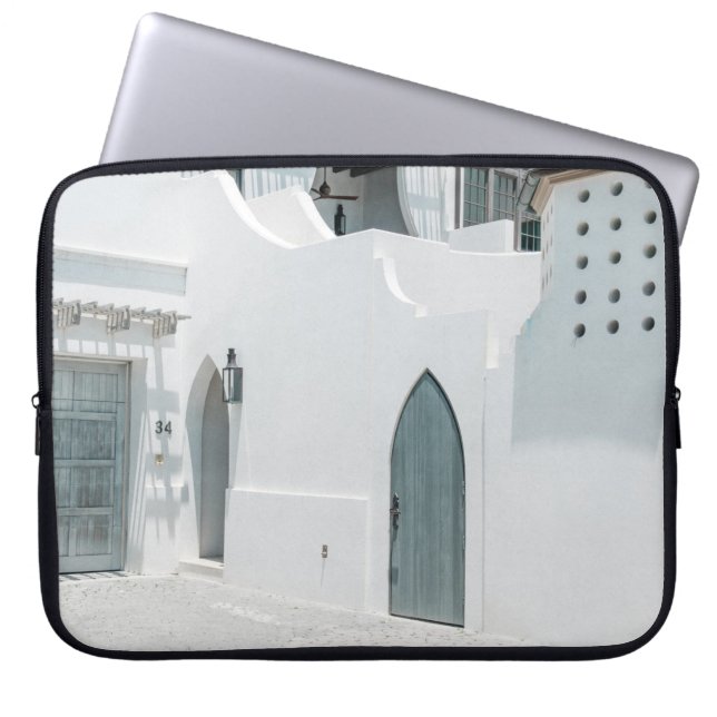 White concrete house laptop sleeve (Front)