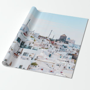 White concrete houses under blue sky at daytime wrapping paper