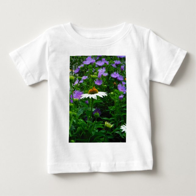 White Cone flower, purple flowers and moth Baby T-Shirt (Front)