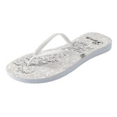 White Confetti Glitter & White Metallic | Bride Flip Flops (Angled)