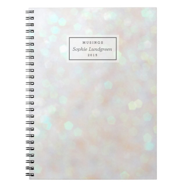White Confetti Lights Personalized Notebook (Front)