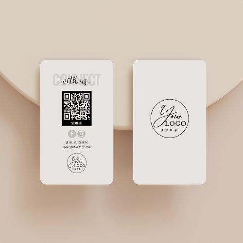 White Connect With Us Social Media QR Code Bu Business Card