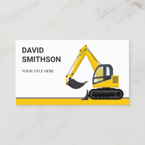 White Construction Bulldozer Excavator Business Card