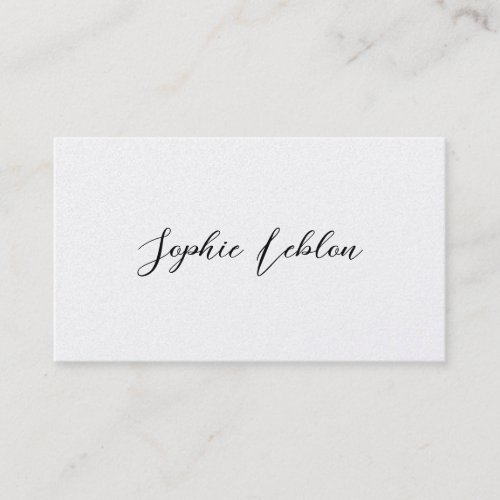 White Contact Card with Calligraphy Font Name