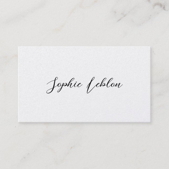 White Contact Card with Calligraphy Font Name (Front)