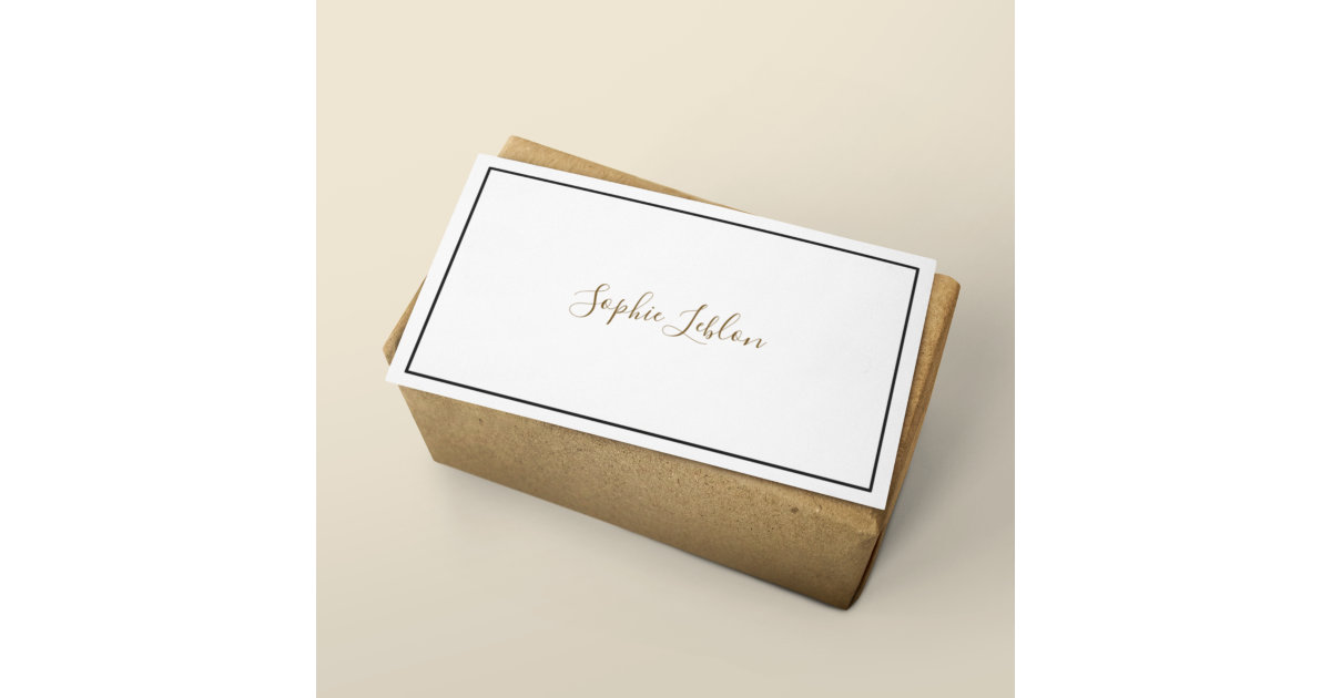 white contact card with handwritten font name | Zazzle