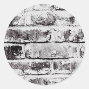 White Contrast Industrial Rustic Brick Texture Classic Round Sticker
