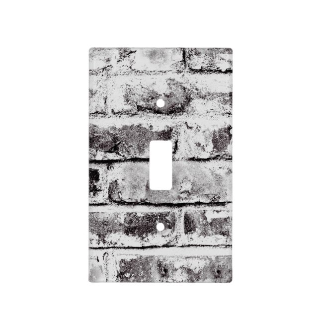 White Contrast Industrial Rustic Brick Texture Light Switch Cover (Front)