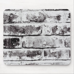 White Contrast Industrial Rustic Brick Texture Mouse Pad