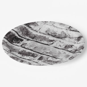 White Contrast Industrial Rustic Brick Texture Paper Plates