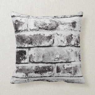 White Contrast Industrial Rustic Brick Texture Throw Pillow