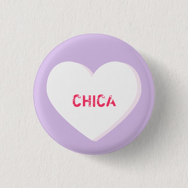 White Conversation Heart Template Pinback Button (Front)