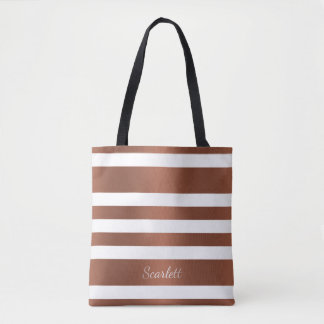 White copper striped tote bag