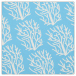 White coral eco ocean blue and white fabric