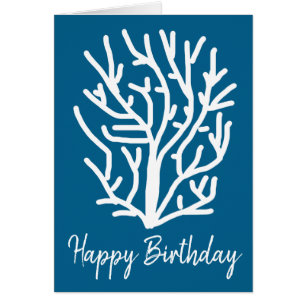 White coral on blue aquatic life cards