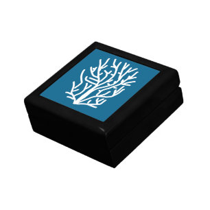 White coral on blue aquatic life gift box