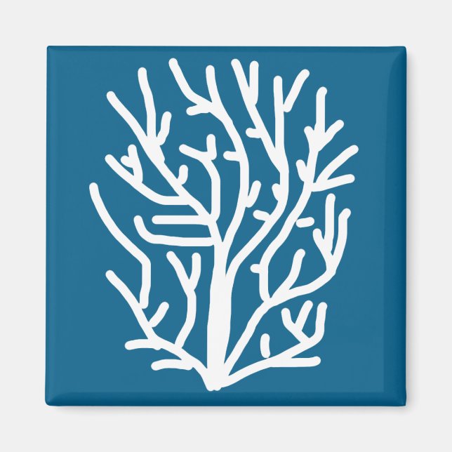 White coral on blue aquatic life magnet (Front)
