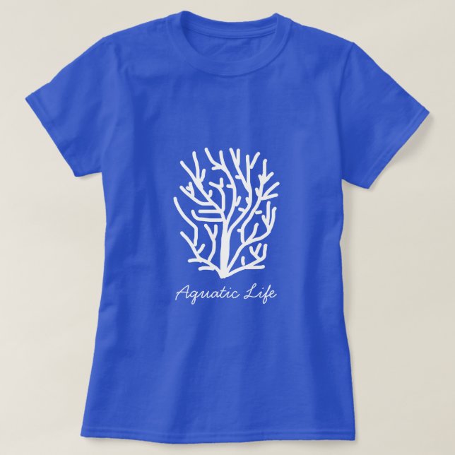 White coral on blue aquatic life T-Shirt (Design Front)