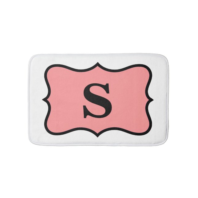 White Coral Orange Monogram Initial Home Decor Bathroom Mat (Front)