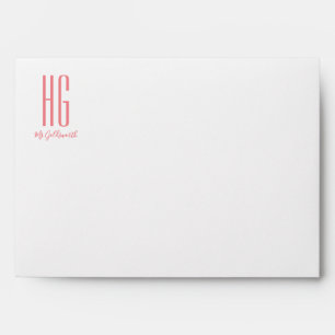 White Coral Pink Inner Customizable Text Envelope