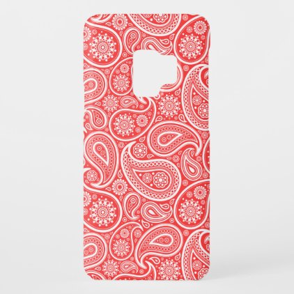 White &amp; Coral-Red Paisley Pattern Case-Mate Samsung Galaxy S9 Case