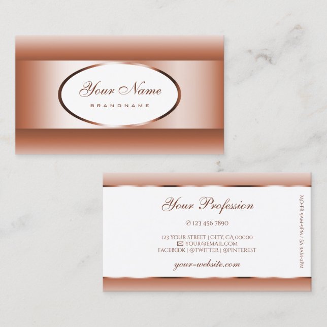 White Coral Shimmery Gradient with Oval Frame Business Card (Front/Back)