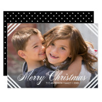 White Corner Borders Elegant Merry Christmas Photo Card