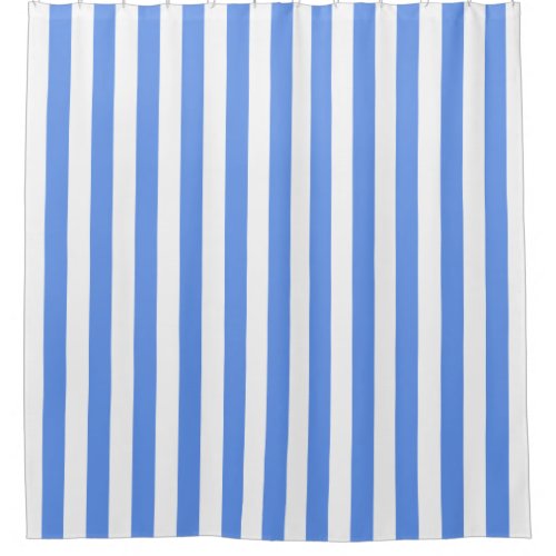White Cornflower Blue Vertical Stripe NL 0 Shower Curtain