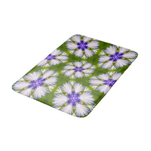 White Cornflowers Pattern Bath Mat