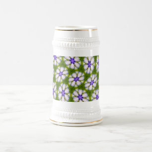 White Cornflowers Pattern Beer Stein