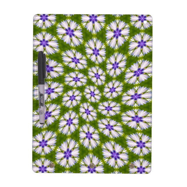 White Cornflowers Pattern Dry Erase Board (Front)