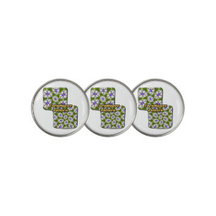 White Cornflowers Pattern Golf Ball Marker
