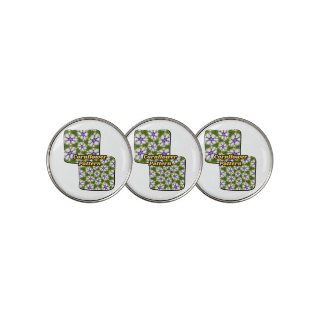White Cornflowers Pattern Golf Ball Marker (3 Up)