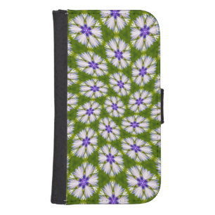 White Cornflowers Pattern Galaxy S4 Wallet Case