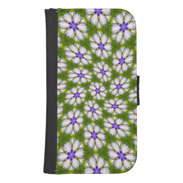White Cornflowers Pattern Samsung Galaxy Wallet Case (Front)