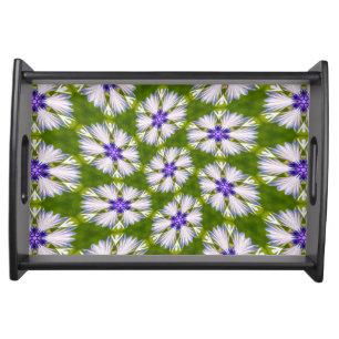 White Cornflowers Pattern Serving Tray