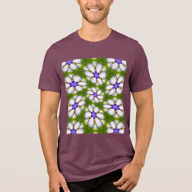 White Cornflowers Pattern Tri-Blend Shirt (Front)