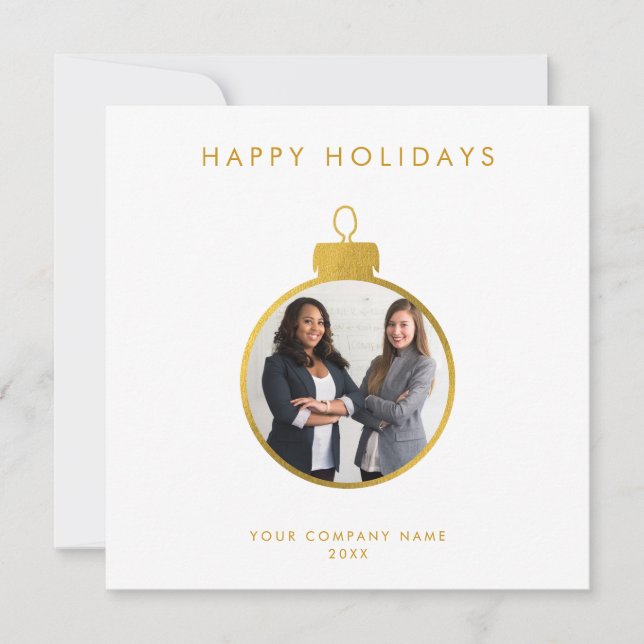 White Corporate Business Logo Christmas Photo Card (Front)