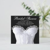 White Corset Black and White Bridal Shower Invitation (Standing Front)
