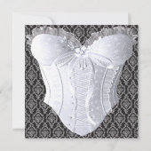 White Corset Black and White Bridal Shower Invitation (Back)